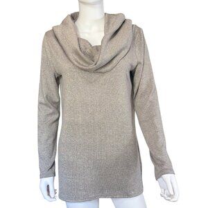 Colleen Lopez Womens M Silver Metallic Long Sleeve Knit Cowl Neck Midweight